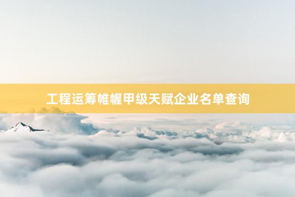 工程运筹帷幄甲级天赋企业名单查询